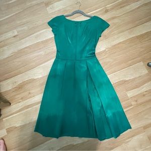 Vintage Emerald Satin dress XS Candy Jones California 50’s/60’s
